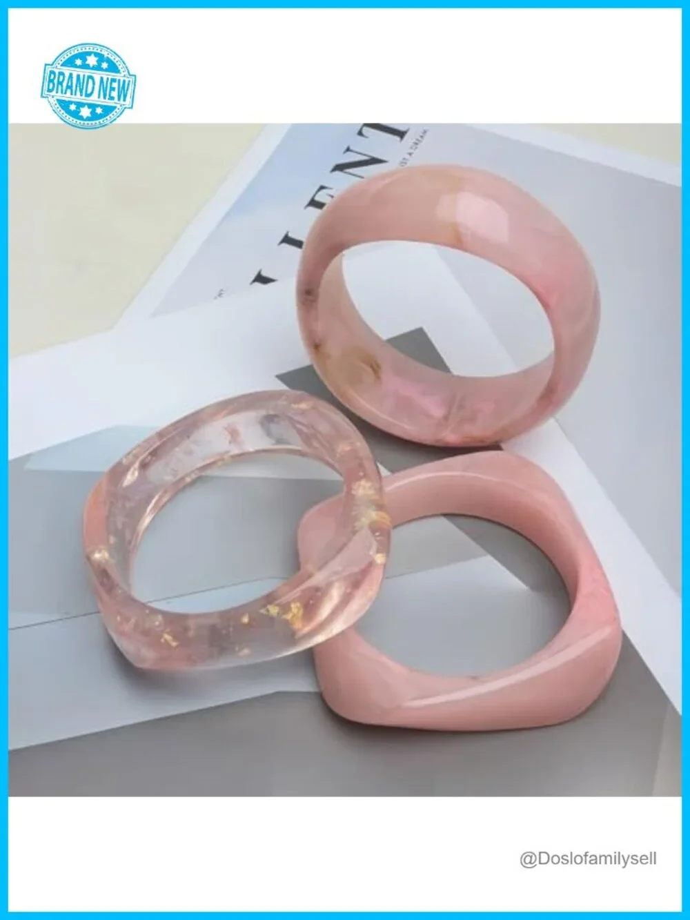 3PCS Chunky Acrylic Resin Bangle Bracelets Set Stackable Geometric